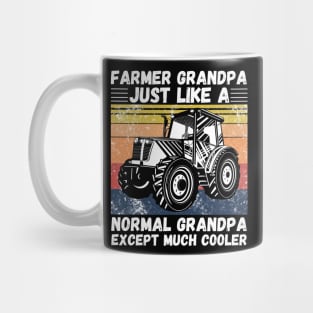 Farmer Grandpa Just Like A Normal Grandpa Except Much Cooler, Retro Vintage Farmer Grandpa Gift Mug